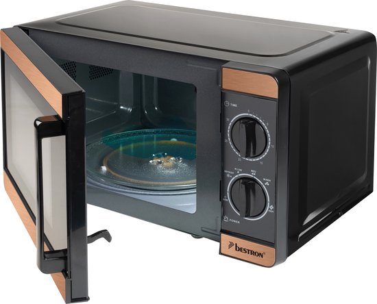 Bestron Freistehende Mikrowelle – AMN100CO – 20 l – 6 Programme – 700–1150 W – Kupfer – 5 Jahre Garantie