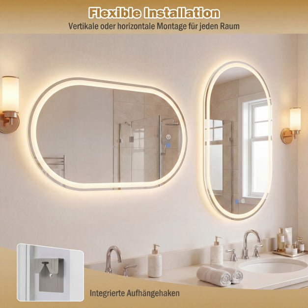 Coast LED-Badezimmerspiegel – 80 x 50 cm – dimmbar – beschlagfrei – Silber