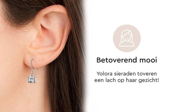 Yolora Damen Ohrringe mit Kalpa Camaka Kristallen - Silber - 18K Weißgold vergoldet - Damen Ohrringe Silber - Schmuck - Geschenkbox - Luxus Geschenkbox - Geschenkbox - Schöne Geschenkverpackung - Exklusive Geschenkverpackung - Geschenk zum Muttertag