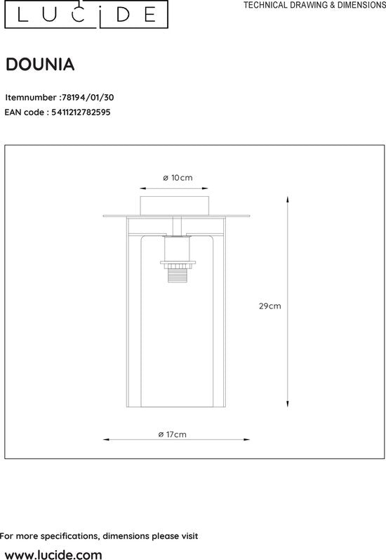 Lucide DOUNIA Deckenleuchte – Ø 17 cm – E27 – Schwarz