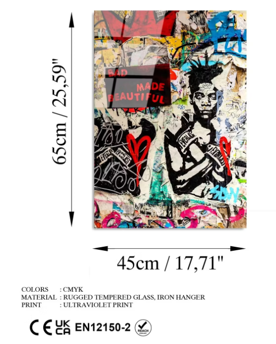 Wallity Glasmalerei Banksy Bad Made Beautiful - Leuchtende Farben - 45 x 65 cm