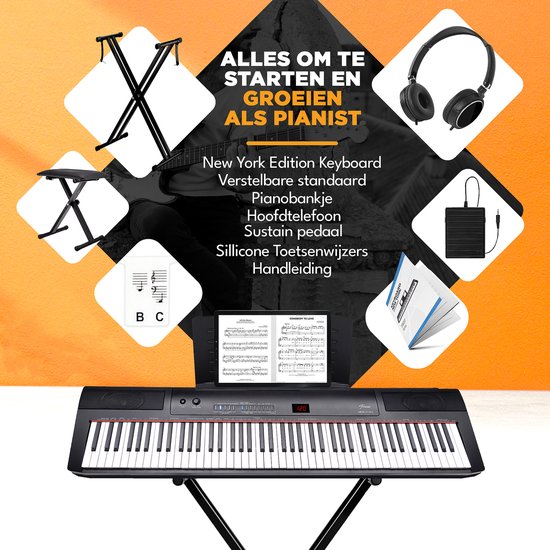 Finesse Digital Piano - 88 gewichtete Tasten - Ständer & Hocker - Keyboard Piano - Electric Piano - Erwachsene & Kinder