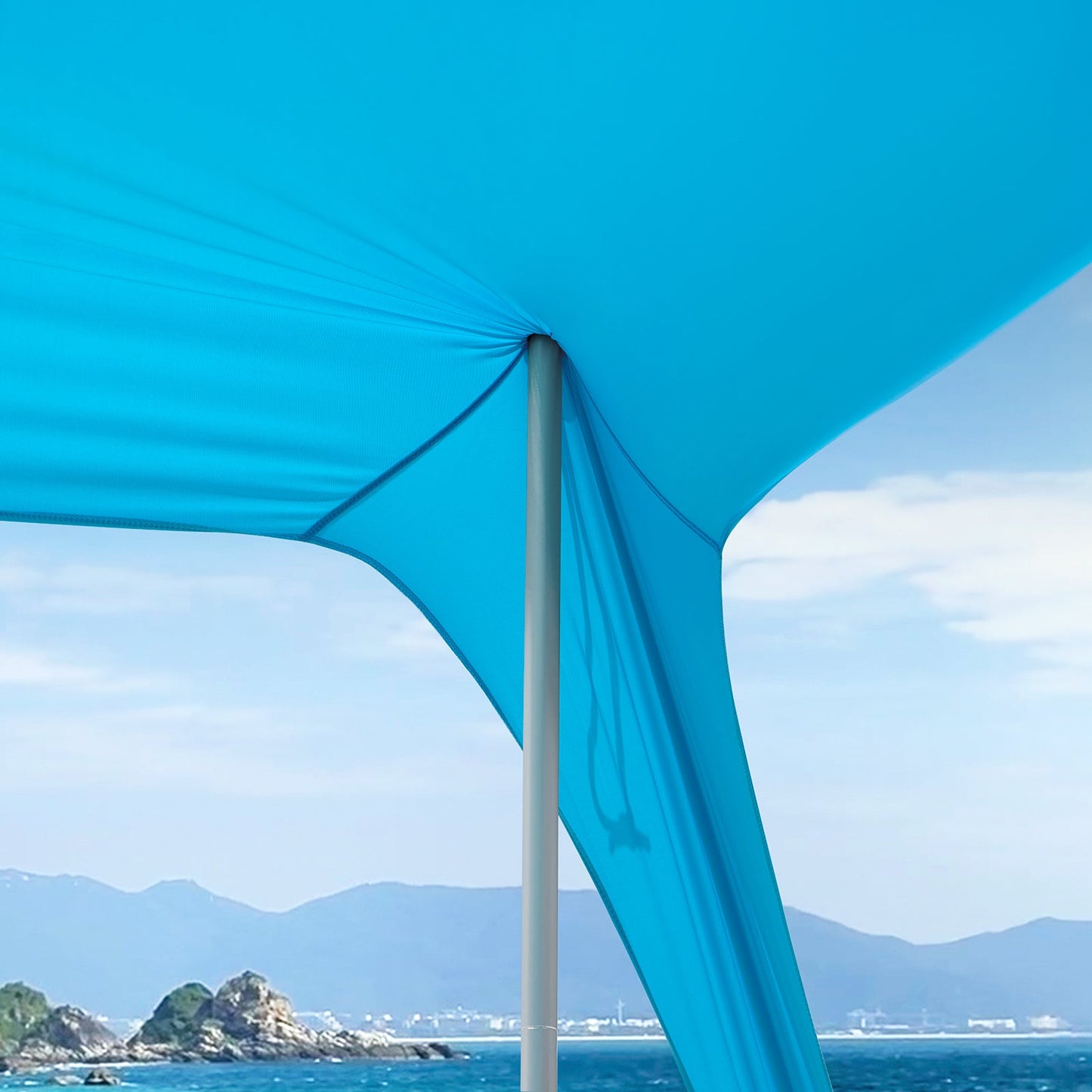 SoBuy Strandzelt 400x400x200 cm Türkis - Lycra Polyester Anti-UV UPF 30 - Tragbare Strandüberdachung mit Tragetasche