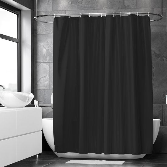 Loti Living Duschvorhang Anti-Schimmel - Schwarz - Ringe inklusive - Wasserdicht - Polyester - Duschvorhang 180x200 cm