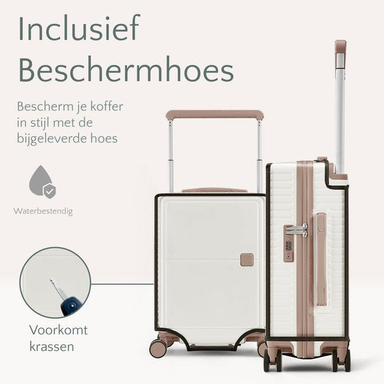 Skycases City Walker - Mittelgroßer Reisekoffer 77L - Leicht und robust - 360° Spinner-Räder - Original TSA-Schloss - Inklusive Schutzhülle & Nassbeutel - 66 x 45 x 26 cm - Beige