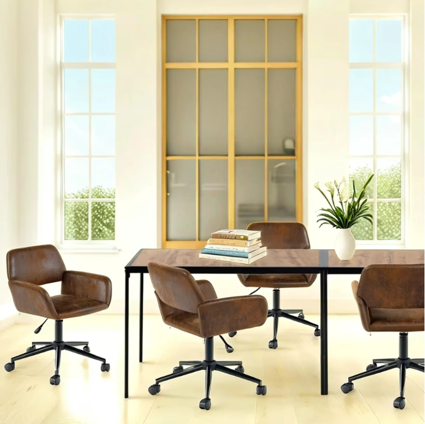 Urban Meuble Esstisch 120 x 75 cm – Holzoptik – Schwarzes Metallgestell – Minimalistisch