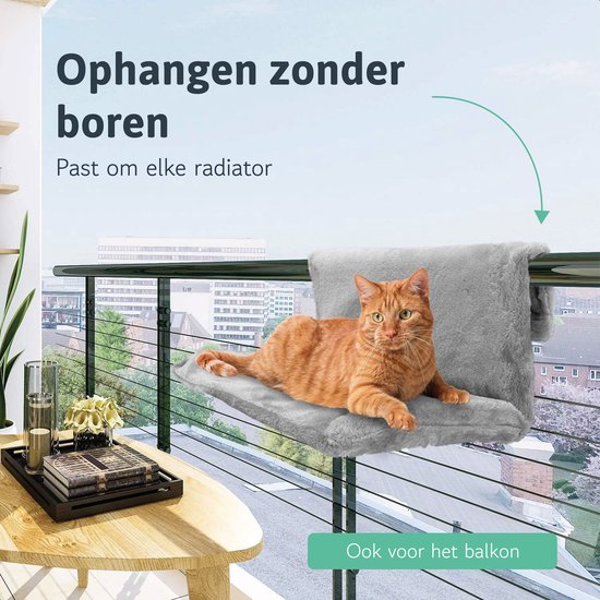 LBB Katzenhängematte für Heizkörper - Korb und Bett - Katze - Heizkörperhängematte - Grau