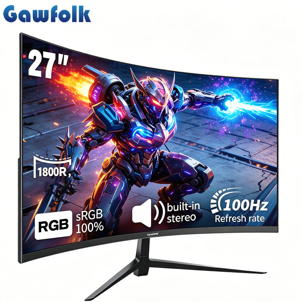 Gawfolk 27-Zoll-Gaming-Monitor mit gebogenem Bildschirm – Full HD – 100 Hz