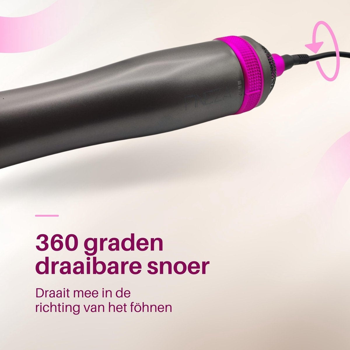 Fineza - Bürstenset für Haartrockner - Schwarz/Pink