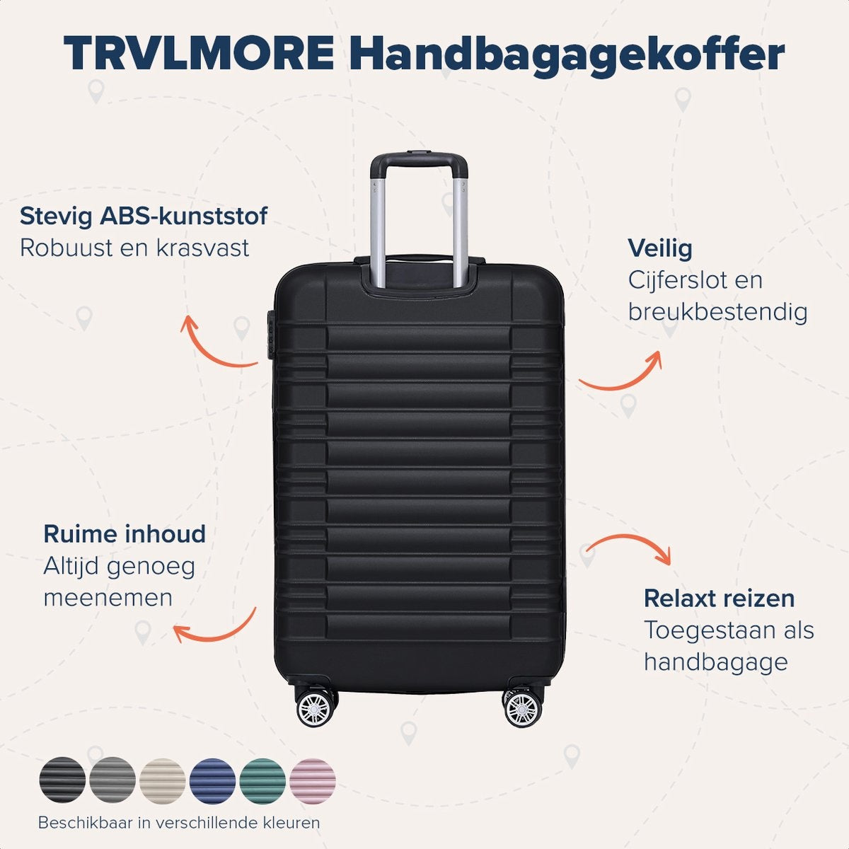 TRVLMORE - Koffer - Handgepäck - 54x36x20cm - 38L - Schwarz