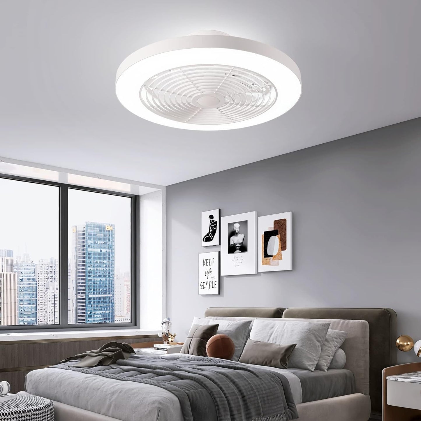 Orison Low Profile-Deckenventilator 52x52x21 cm - Weiß - Geräuschloser Betrieb