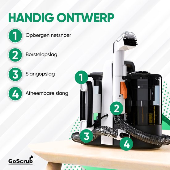 GoScrub® Professioneller Teppichreiniger - Flecken- und Sofareiniger - Für Sofa, Auto, Matratze - Inklusive Reinigungsmittel - Reiniger - Sitzreiniger