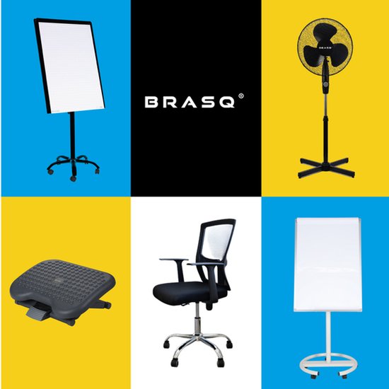 BRASQ Flipchart - 70x100 cm - Verstellbares Whiteboard - Inklusive 25 Blatt Papier, 4 Marker, 8 Magnete, Radiergummi - Magnettafel mit Haken - Magnettafel - Schwarz