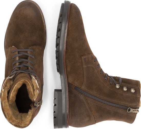 Travelin' Hosio Herren-Schnürstiefel - Lammy-Wollfutter - Cognacbraunes Wildleder