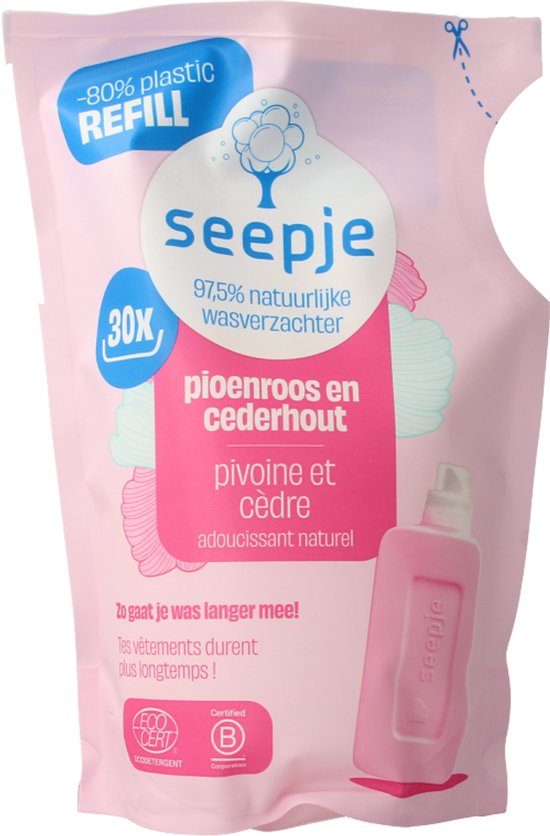 Seepje Weichspüler - Nachfüllpackung Pfingstrose und Zedernholz - 30 Waschgänge - 750 ml