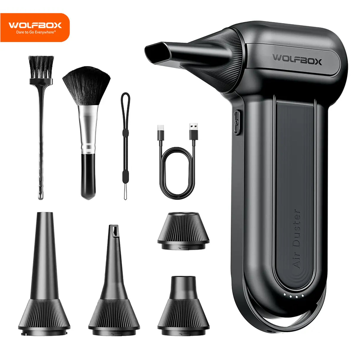 WOLFBOX DF100 Kabelloser elektrischer Staubbläser – 150.000 U/min – Schwarz