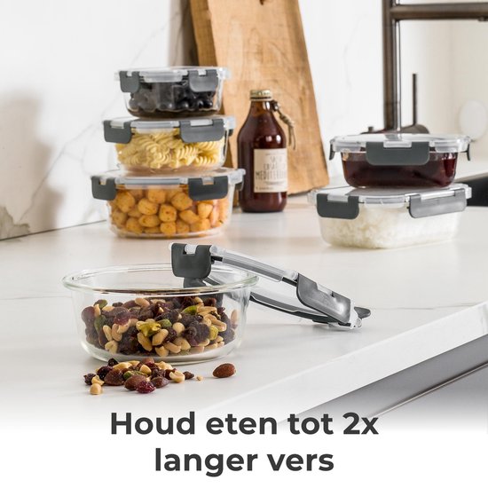 Stosh Frische-Schalen - Meal Prep Schalen - Gefrierschalen - Glas - 12 Stück - BPA frei