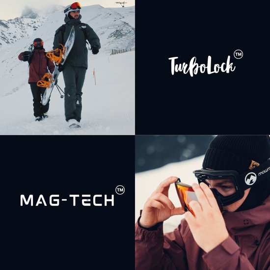 MowMow LOCAL Skibrille Männer L/XL + Extra Scheibe - Magnetisch - Bio-Frame - R-Strap - UV400