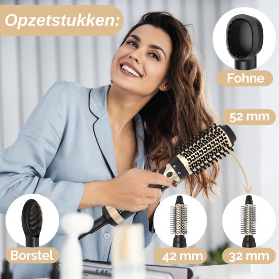 VAIVE Fönbürste mit 5 Aufsätzen - Fön- und Lockenbürste - Lockenbürste/Fönbürste - Rundbürste - Stylingbürste
