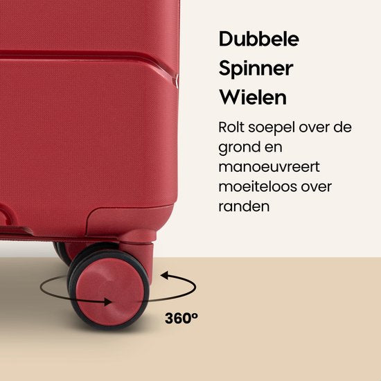 SKYCASES Urban Adventurer - Mittelgroßer Reisekoffer - Zahlenschloss - 44x27x66cm - 78L - Reisekoffer mit Kofferschloss - Spinner-Räder - Rot V2