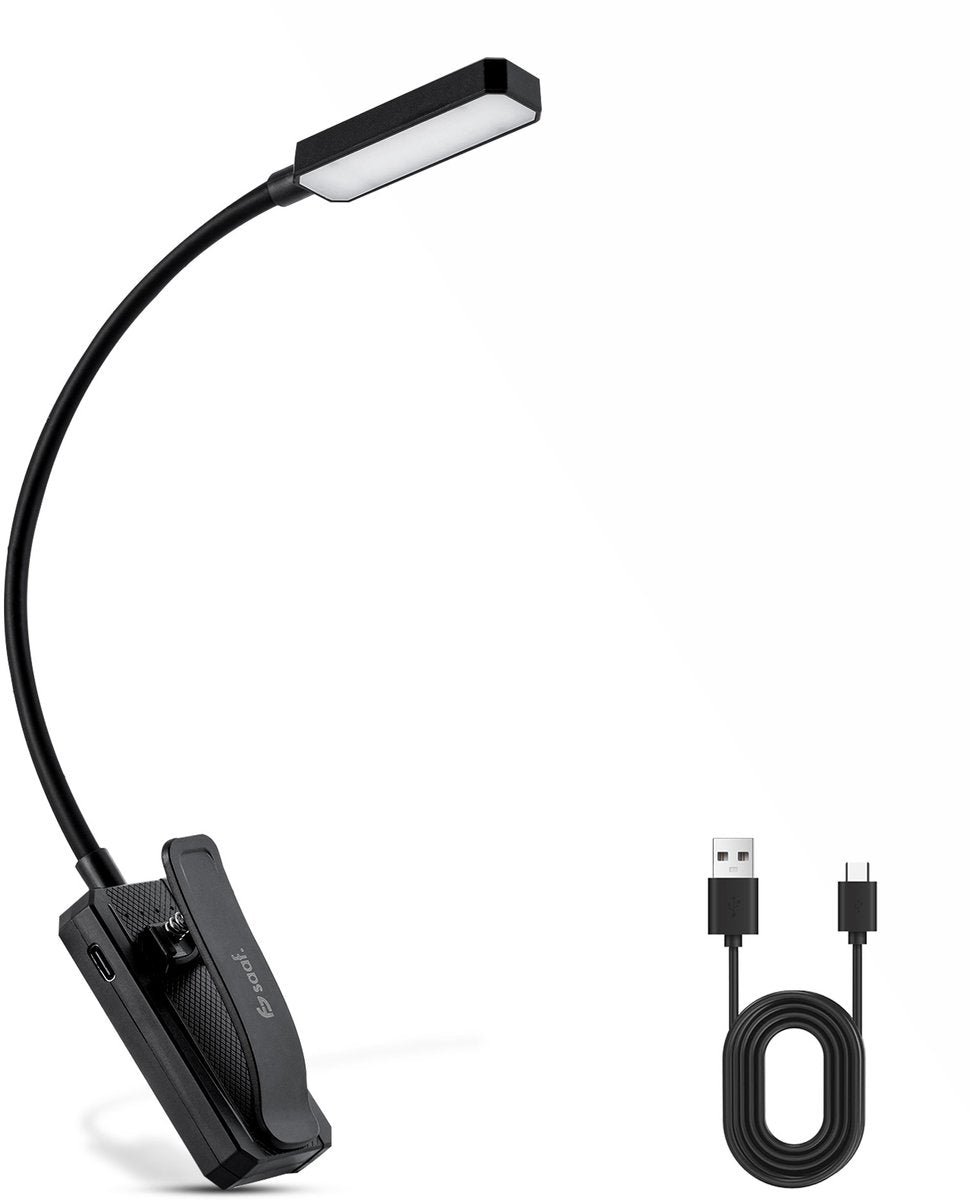 Saaf Leselicht mit Klemme - Dimmbar und wiederaufladbar - Buchleselicht - 3 Lichtmodi - Biegbar - Schwarz