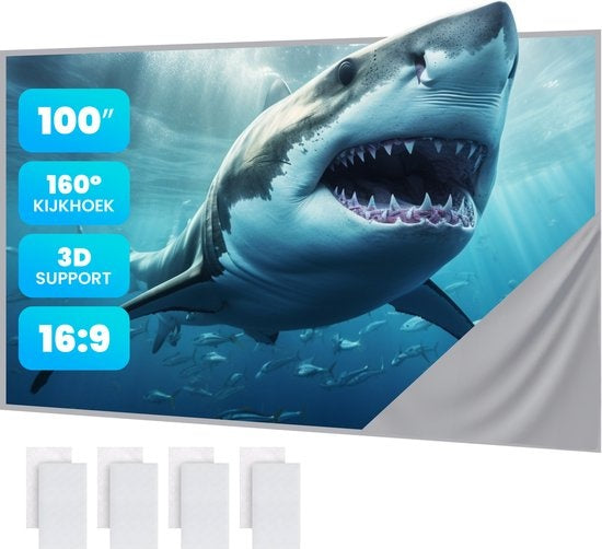 Strex Projektionswand - Rückprojektionswand - 100 Zoll - 16:9 - Projektionstuch - 160Â° Betrachtungswinkel - Inklusive Montagematerial - 220x120 CM