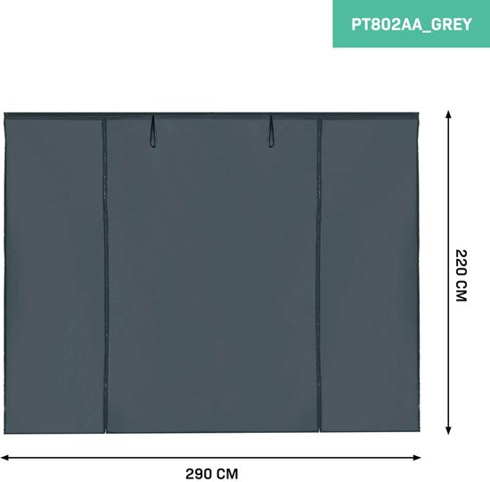 VONROC Seitenwandset - Für Premium Partyzelt PT501XX - Wasserdicht - 50+ UV Schutz - Grau