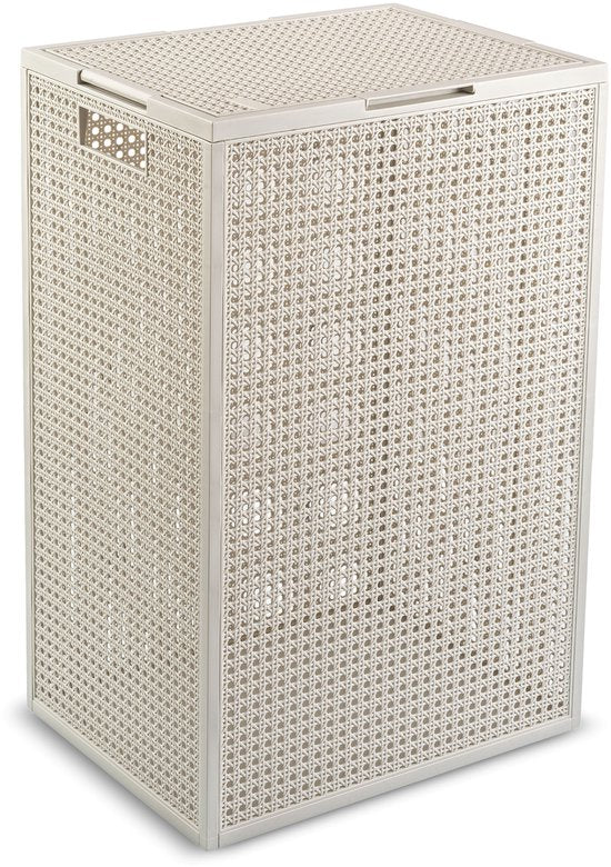 Curver Kaya Wäschekorb mit Deckel – 60 l – 38 x 29 x 58,5 cm – Weiß
