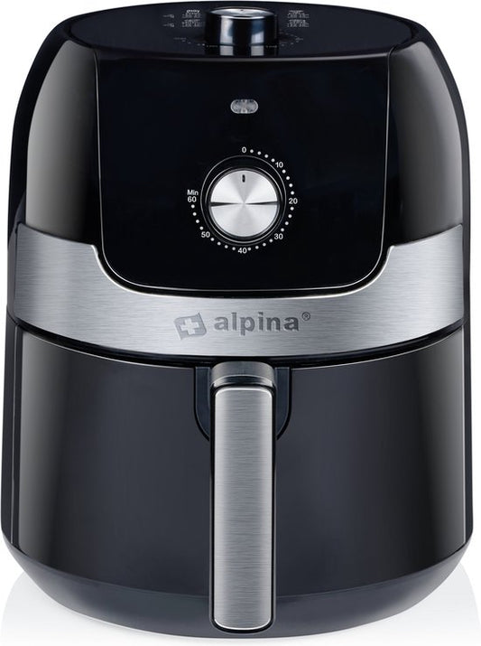 alpina Airfryer 3.5L - Heißluftfritteuse 2 bis 3 Personen - Heißluftfritteuse mit einstellbarer Temperatur von 80 bis 200°C - Heißluftofen Airfryer Timer bis zu 60 Minuten - 1400W - Schwarz