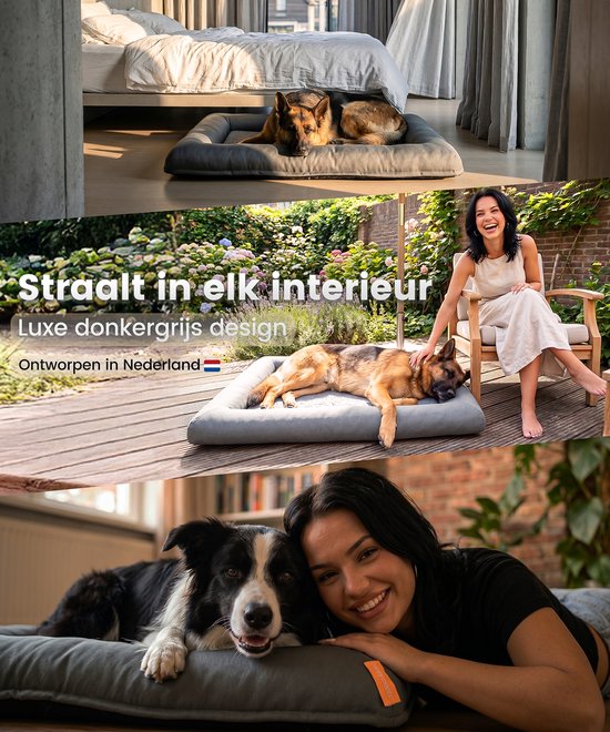 Happysnoots® Orthopädisches Hundekissen – XL-Hundekorb 85 x 70 cm – Waschbares Hundebett – Graues Hundekissen mit Reißverschluss