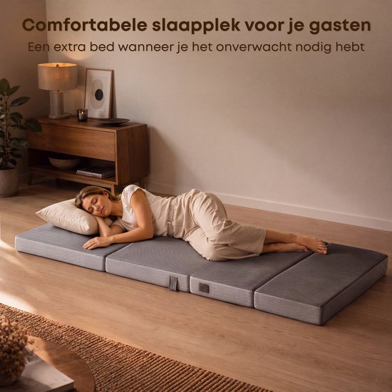 CozySense® Faltmatratze 90 x 200 cm – Gästebettmatratze – Faltmatratze – Atmungsaktiv – Abnehmbarer Bezug & Tragetasche – 10 cm dick – mittlere Härte