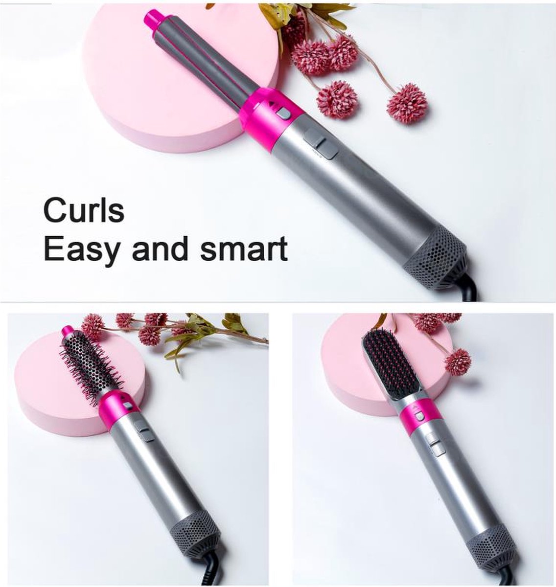 Yiko - Heißluftstyler - 5 in 1 Haarbürste - bis 140°C - Salon Perfect Hair - Lila