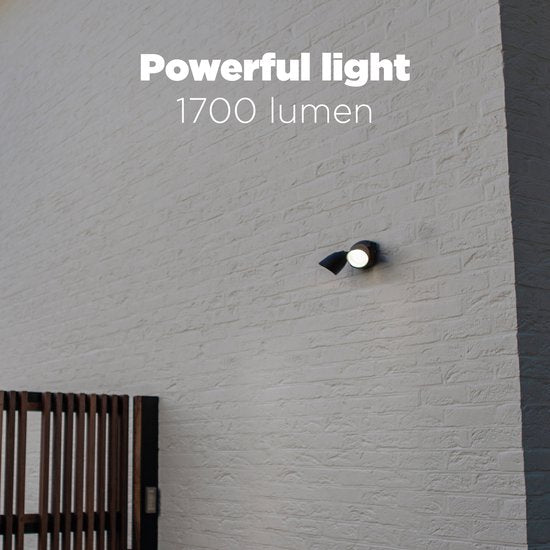 LUTEC Shrimp – LED-Sicherheitswandleuchte für den Außenbereich – Tag-/Nacht-Sensor – Hochwertiges Aluminium – Zweikopfausführung – 1700 lm starkes Licht – 4000 K hellweißes Licht – Mattschwarz