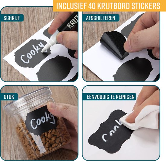 NAPI 4 Kreidemarker weiß - abwaschbar - Fenstermarker 3 & 6mm - Kreidemarker für Tafel & Fenster - Whiteboardmarker - Whiteboardmarker - Glasmarker - Kreidemarker - Porzellan - Glas - Inkl. 20 Sticker