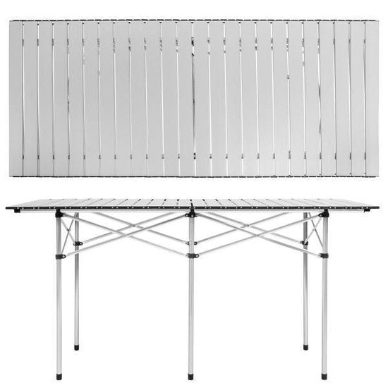 tectake - Campingtisch - Zusammenklappbar - Inkl. Tragetasche - 140 x 70 cm - Grau - 401170