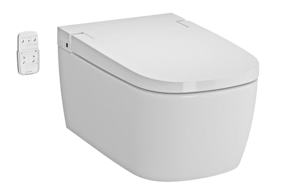 VitrA V-Care Basic WC-Set 37x56 cm Weiß - Schlanke Luxus-Wandtoilette mit Bidetfunktion