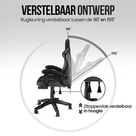 Avalo Gaming Chair - Game Chair - Ergonomischer Bürostuhl Verstellbar - Game Chair - Gaming Chair - Schwarz