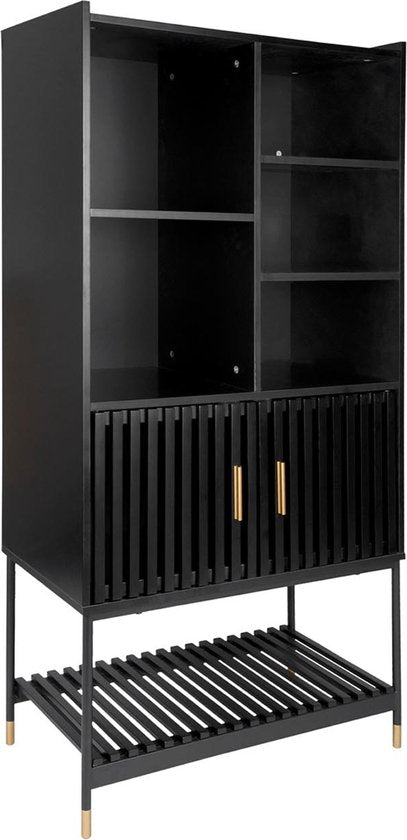 Leitmotiv Schrank Marve – Schwarz – 40 x 75 x 150 cm – Modern, skandinavisch