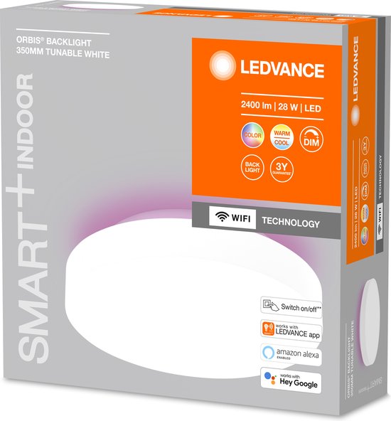 LEDVANCE Leuchte: für Decke, DEKORATIVES PLAFOND HINTERGRUNDLICHT MIT WIFI TECHNOLOGIE / 28 W, 22-...24- V, Abstrahlwinkel: 11-, RGBTW, 3-65- K, Gehäusematerial: Stahl, IP2-