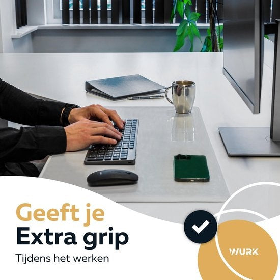 WURK Professional Schreibtischunterlage Transparent - Schreibtisch-Organizer - Inklusive Kabelclip - 90x45