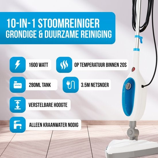 Strex - 12 in 1 Dampfreiniger & Händetrockner - Dampfreinigungsmaschine - für harte/weiche Oberflächen