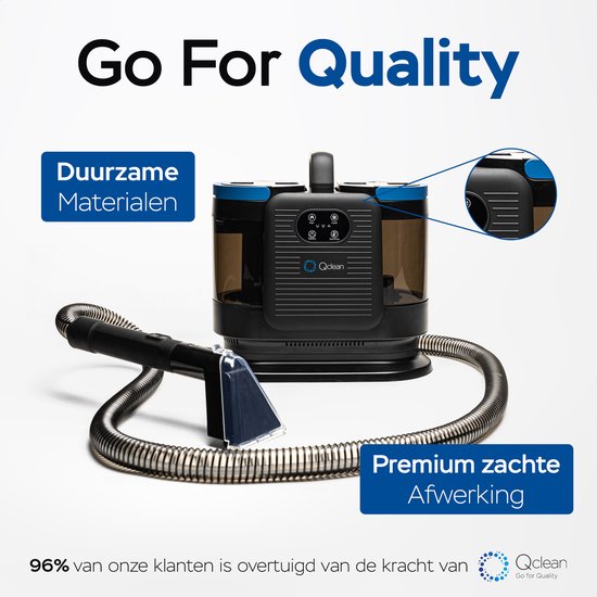 Qclean® Teppichreiniger – 4-in-1-Fleckenentferner & Dampfreiniger – 105 °C Dampf – Polsterreiniger – Selbstreinigend – inkl. Reinigungsmittel