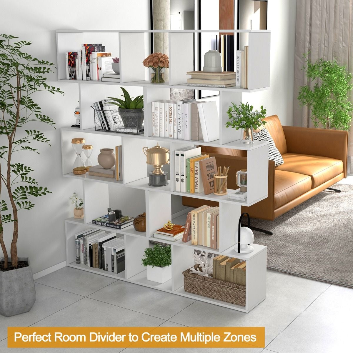 Coast 5-Schubladen-Bücherregal in S-Form - 70 x 23,5 x 158 cm - Weiß