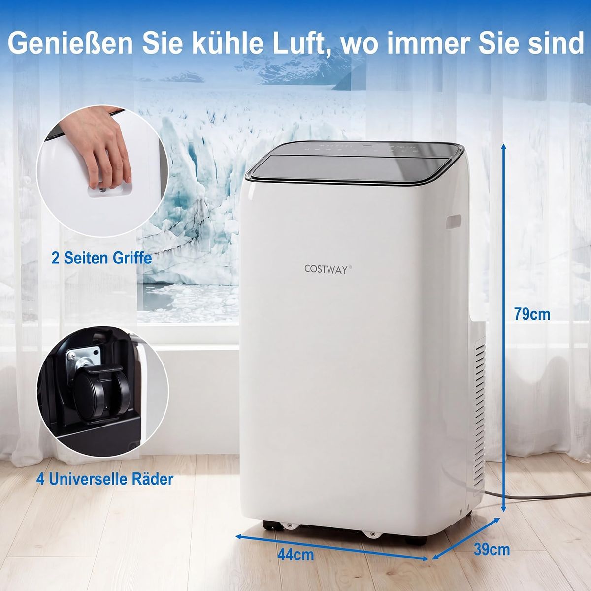 Coast Mobile Klimaanlage – 5-in-1-Klimaregelung – 12.000 BTU – Für Räume bis zu 46 m² – Weiß