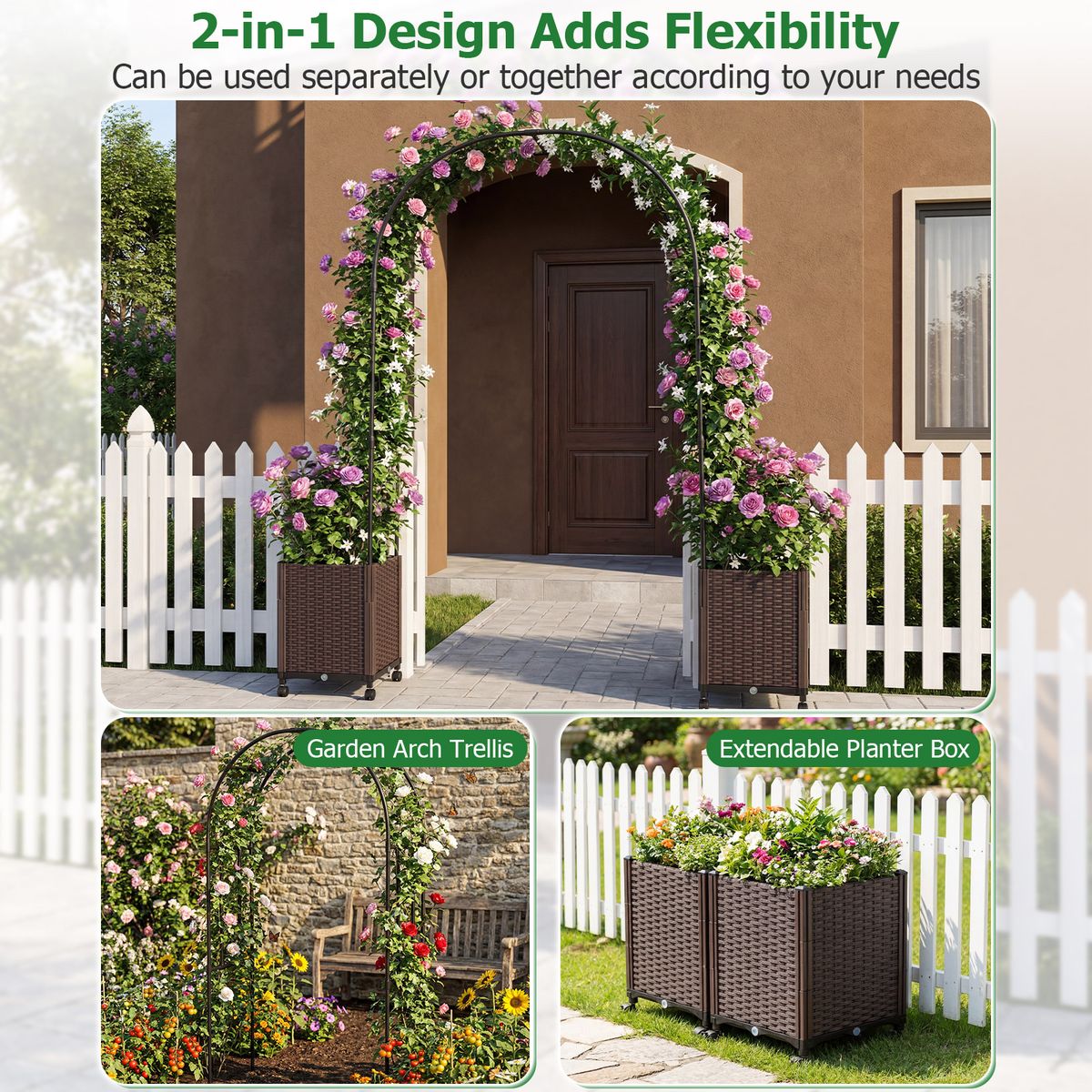 Coast Gartenbogen mit Pflanzkübeln – Selbstbewässerungssystem – modulares Design – schwarz – 230 cm