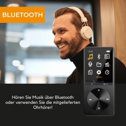 Denver - MP3 / MP4 Player inkl. Ohrhörer - Bluetooth - USB - bis zu 128GB - Sprachaufzeichnung - MP1820 - Schwarz