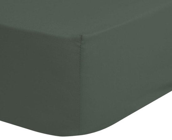 Satin-Spannbetttuch - 180x220cm - 100% weicher Baumwollsatin - bis zu 25cm Matratzenstärke - dunkelgrün-oliv
