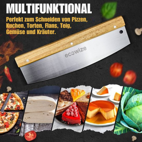 Ecowize - Professioneller Pizzaschneider - 32cm - Edelstahl mit Holzgriff