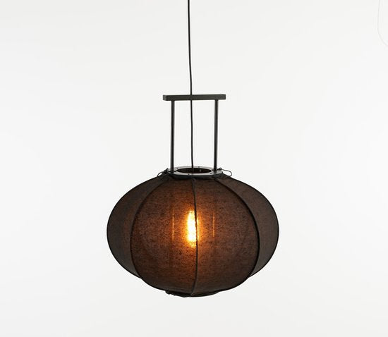 Mica Decorations Pego Pendelleuchte - H55 x Ø50 cm - Leinen - Schwarz