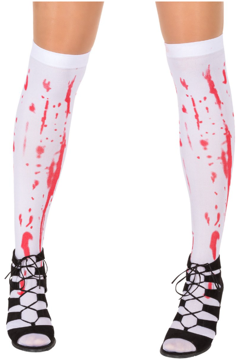 DressForFun - Sexy Zombie Kostüm für Damen - Größe L - Weißes & rotes Polyester - Gezacktes Minikleid mit Blutflecken - Gruseliger Look - Halloween & Karnevalskleid für Damen